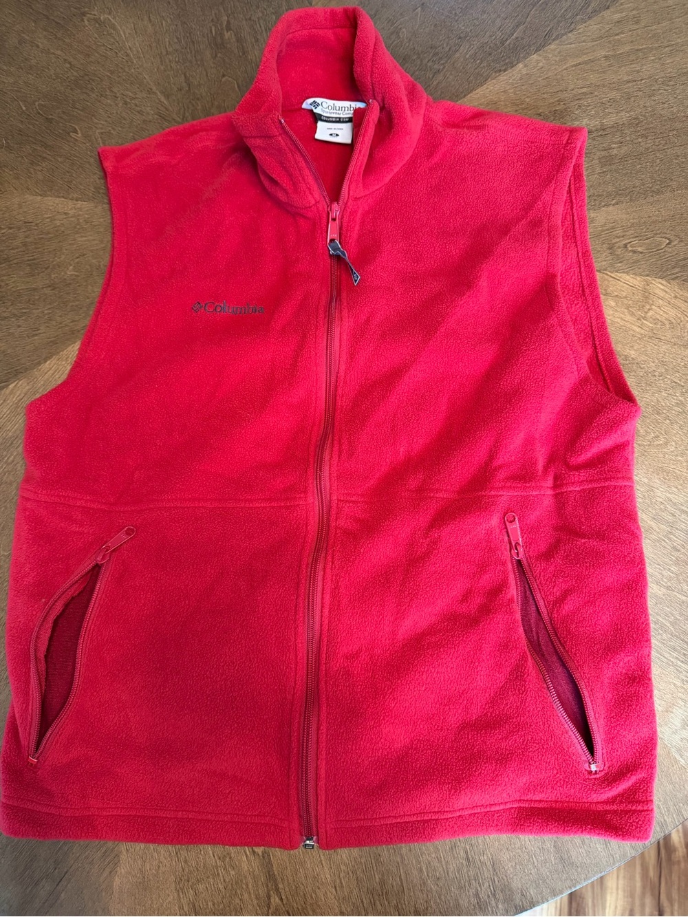 Columbia Men's Bright Red Fleece Vest with Zip Pockets